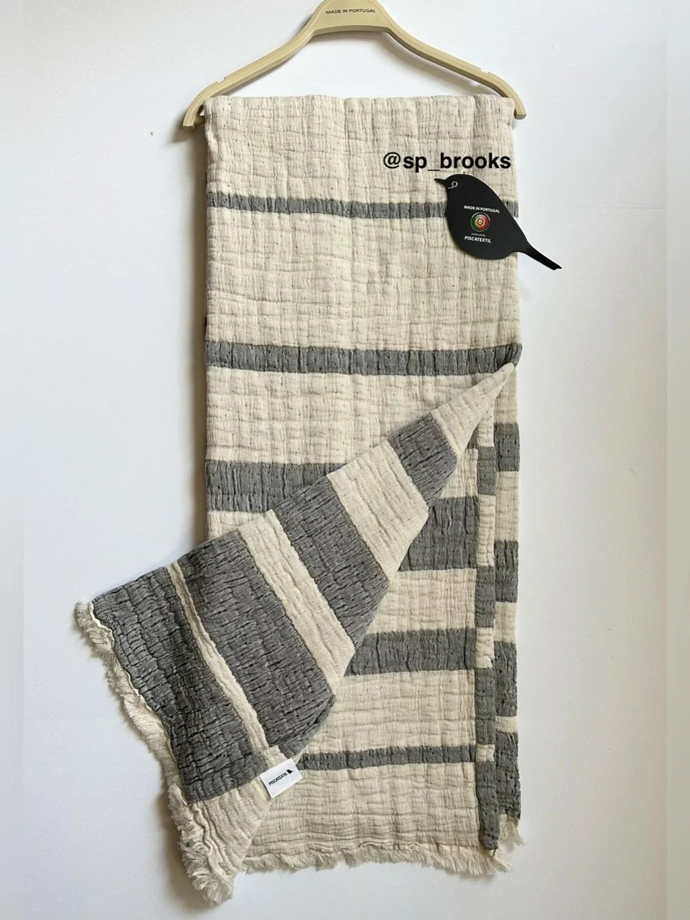 🎁Piscatextil Throw Blanket - Cotton - Navy Stripes